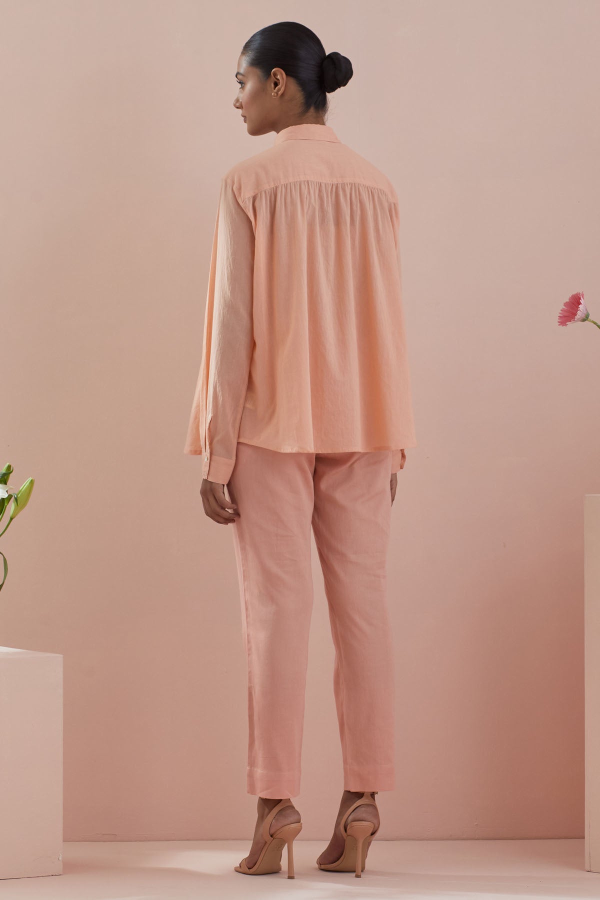 Peach Cotton Pintuck Co-ord Set