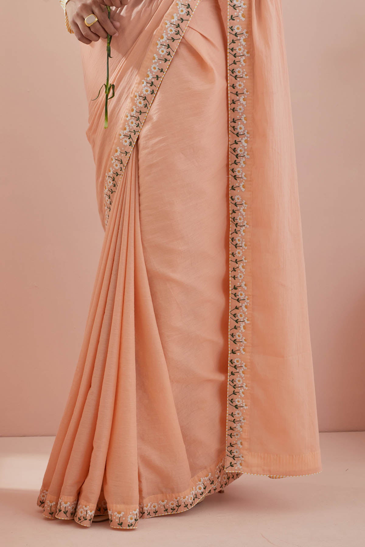 Peach Cotton Saree & Blouse