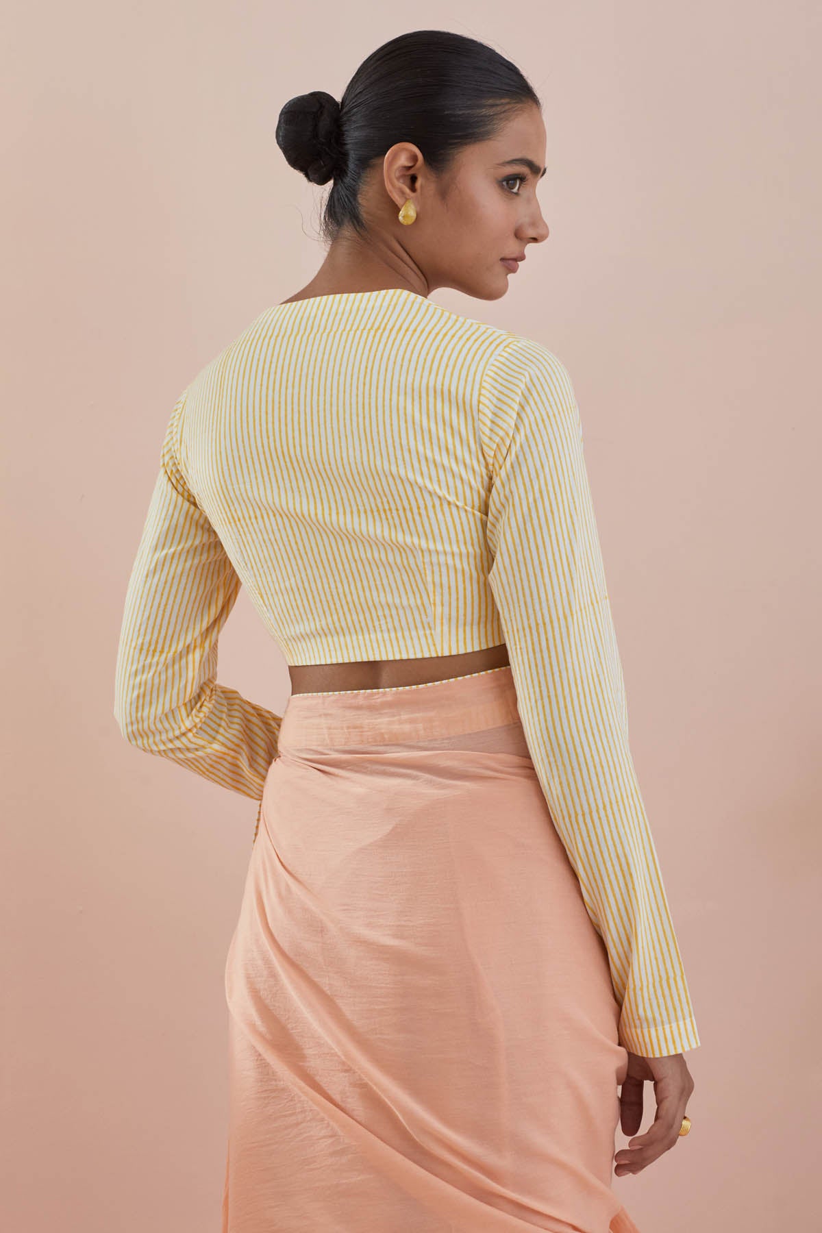 Peach Cotton Saree & Blouse