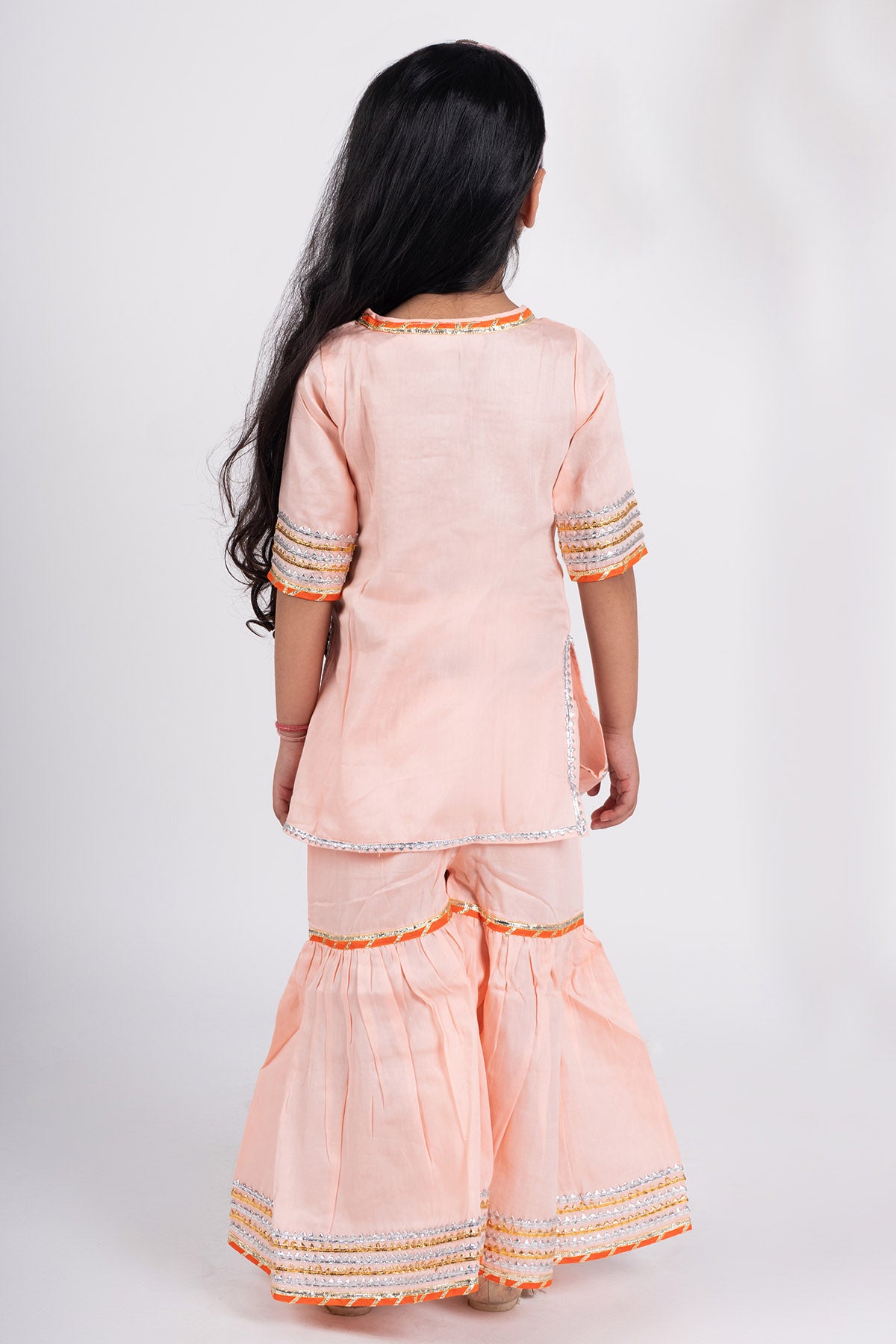 Peach Cotton Short Kurta Set