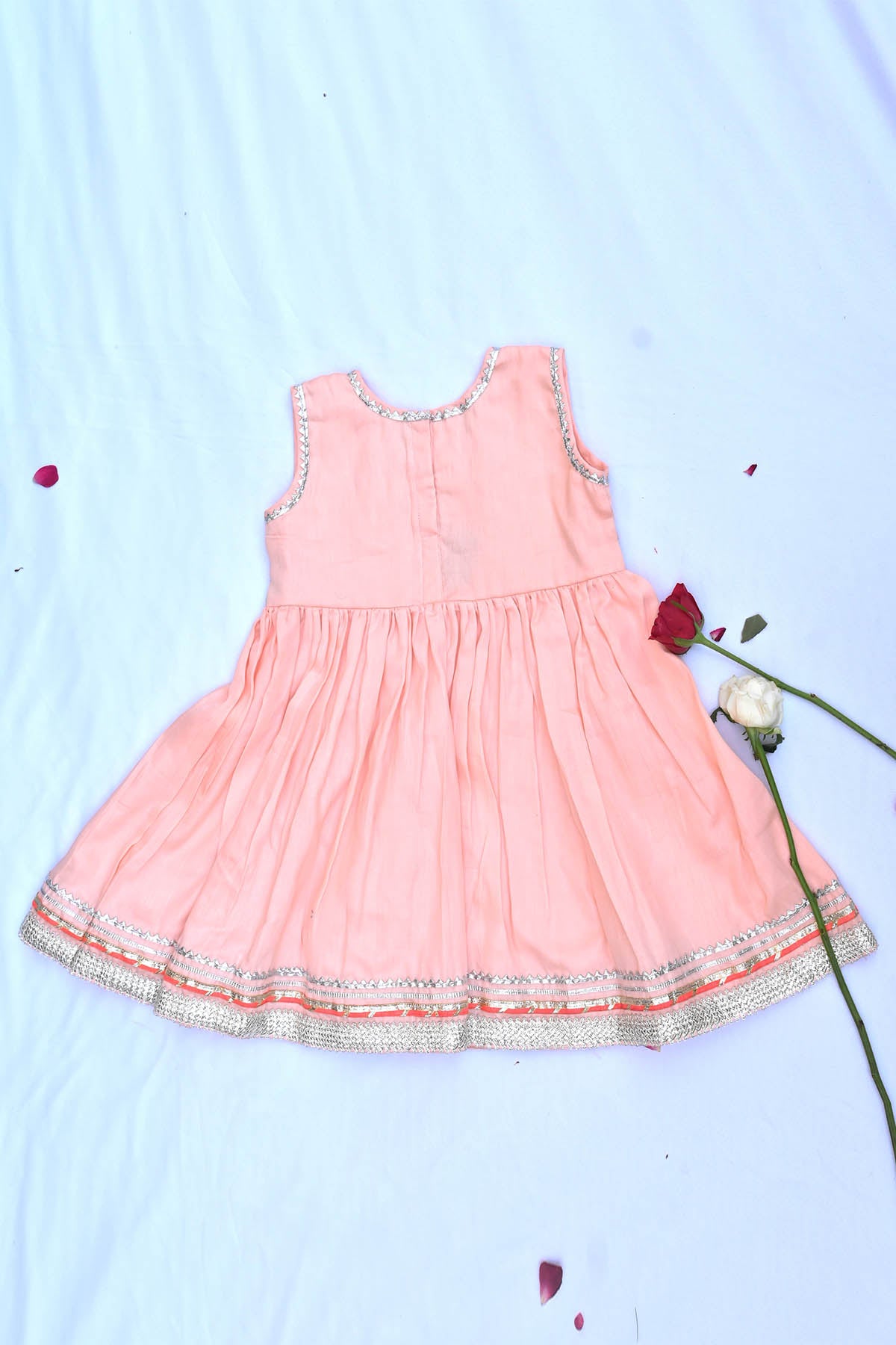 Peach Cotton Sleeveless Dress