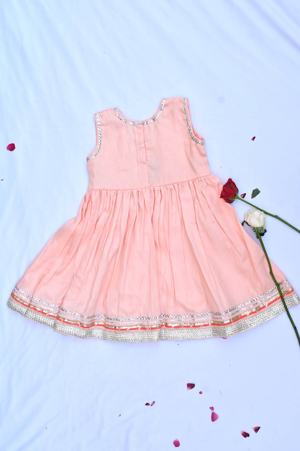 Peach Cotton Sleeveless Dress