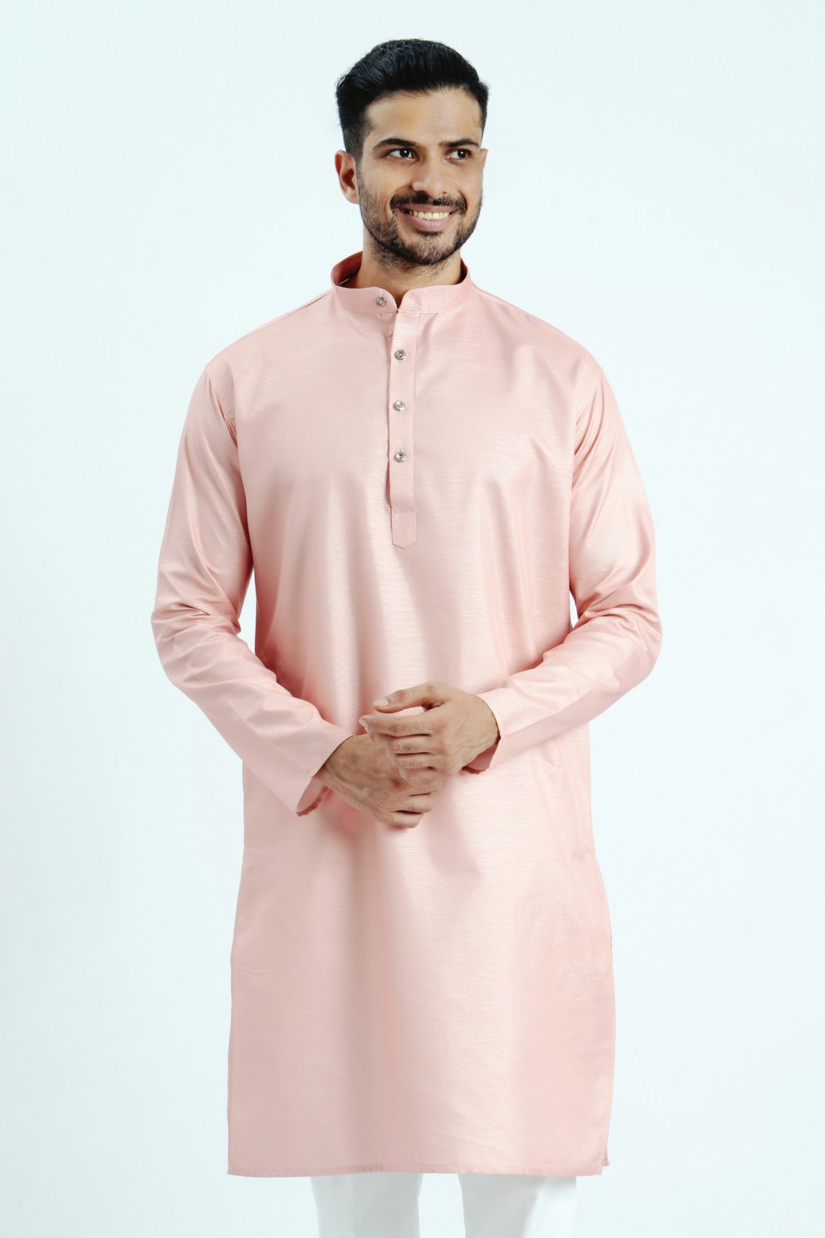 Buy Peach Cotton Zari Worked Kurta for men by Aastha Fashion online available at scrollnshops