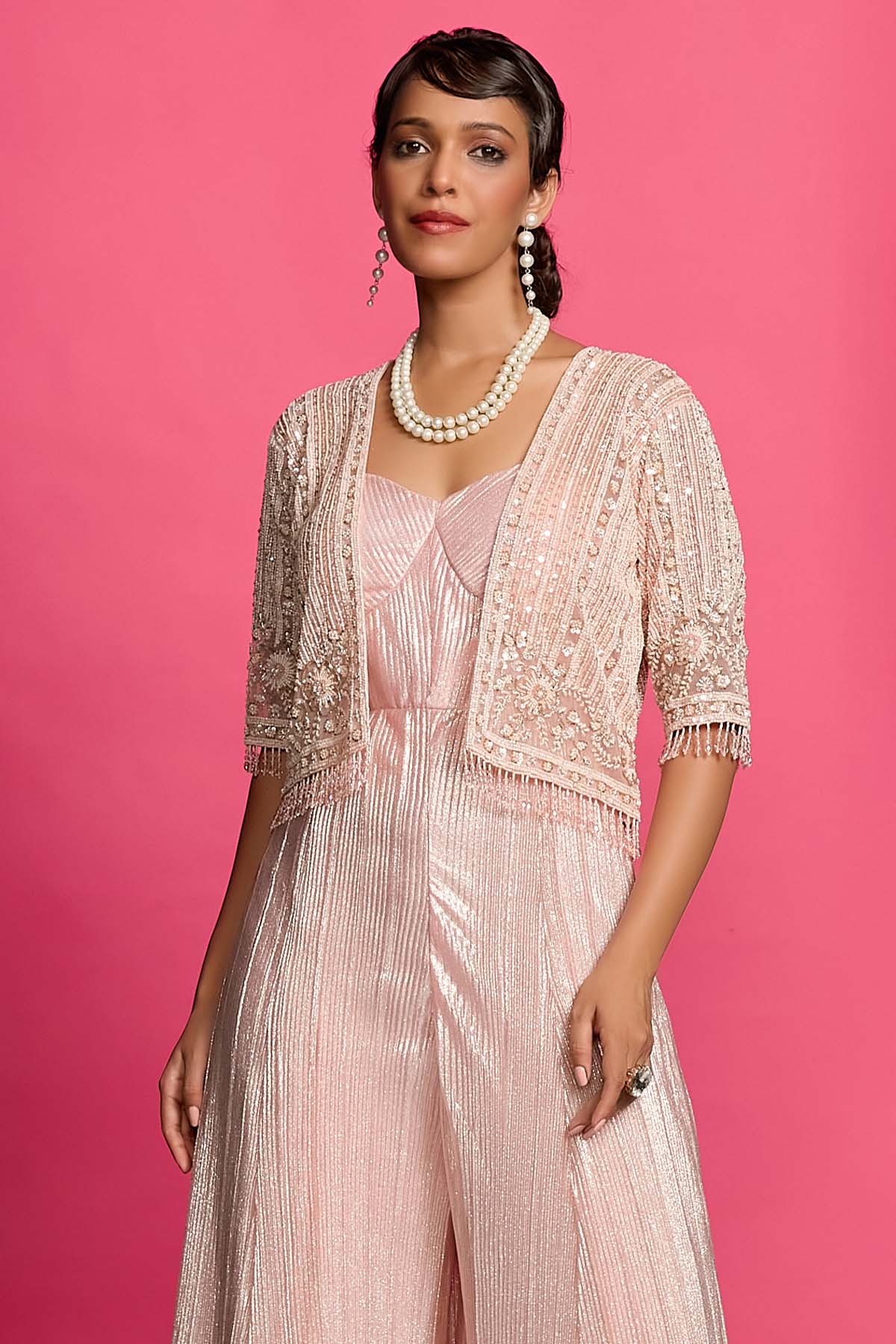 Peach Crinkle Jumpsuit & Jacket