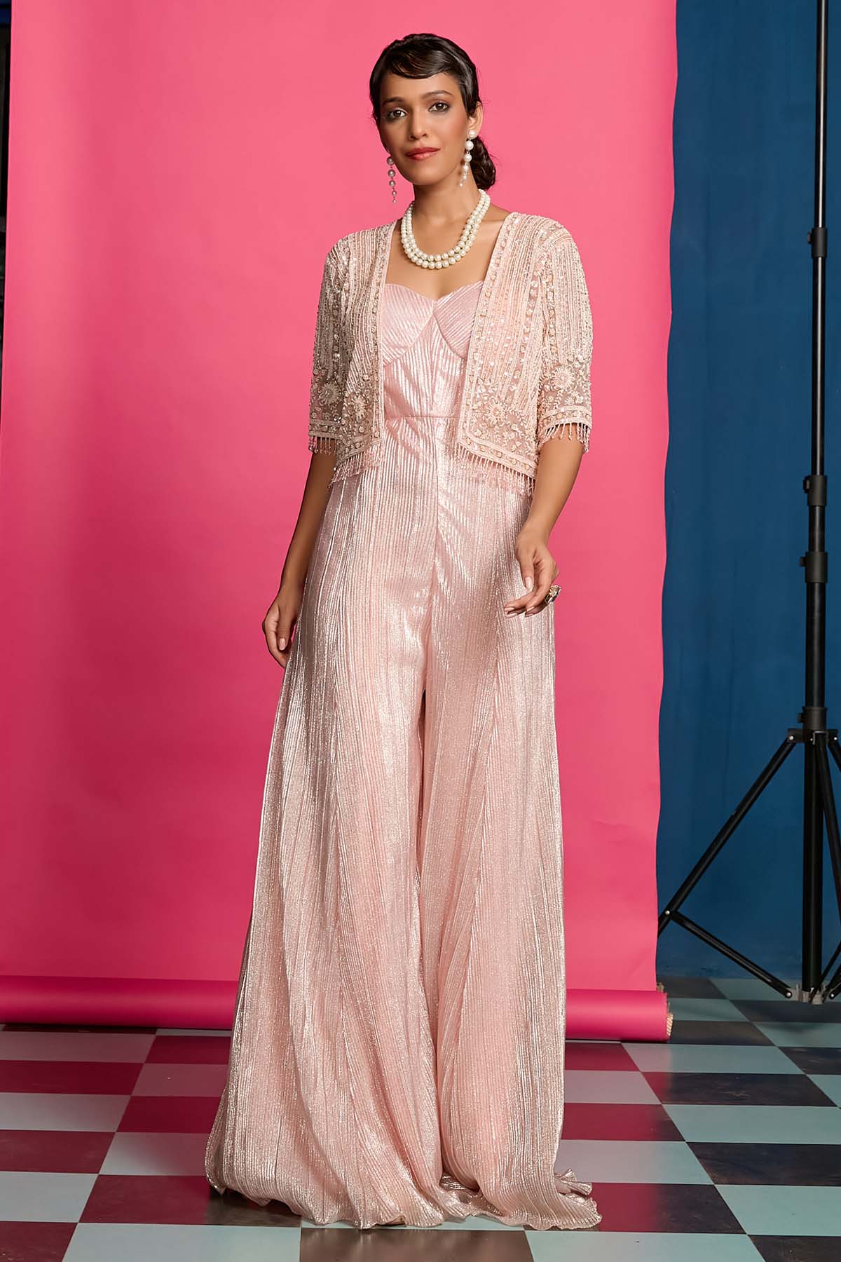 Peach Crinkle Jumpsuit & Jacket