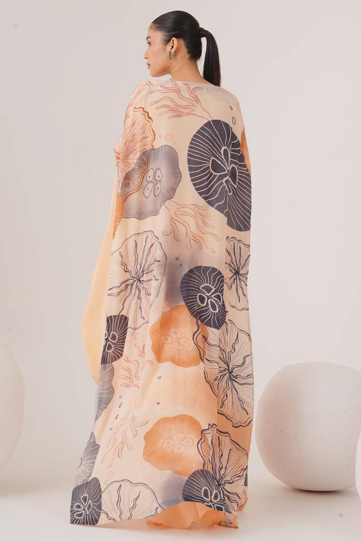 Peach Drape Maxi Dress & Cape
