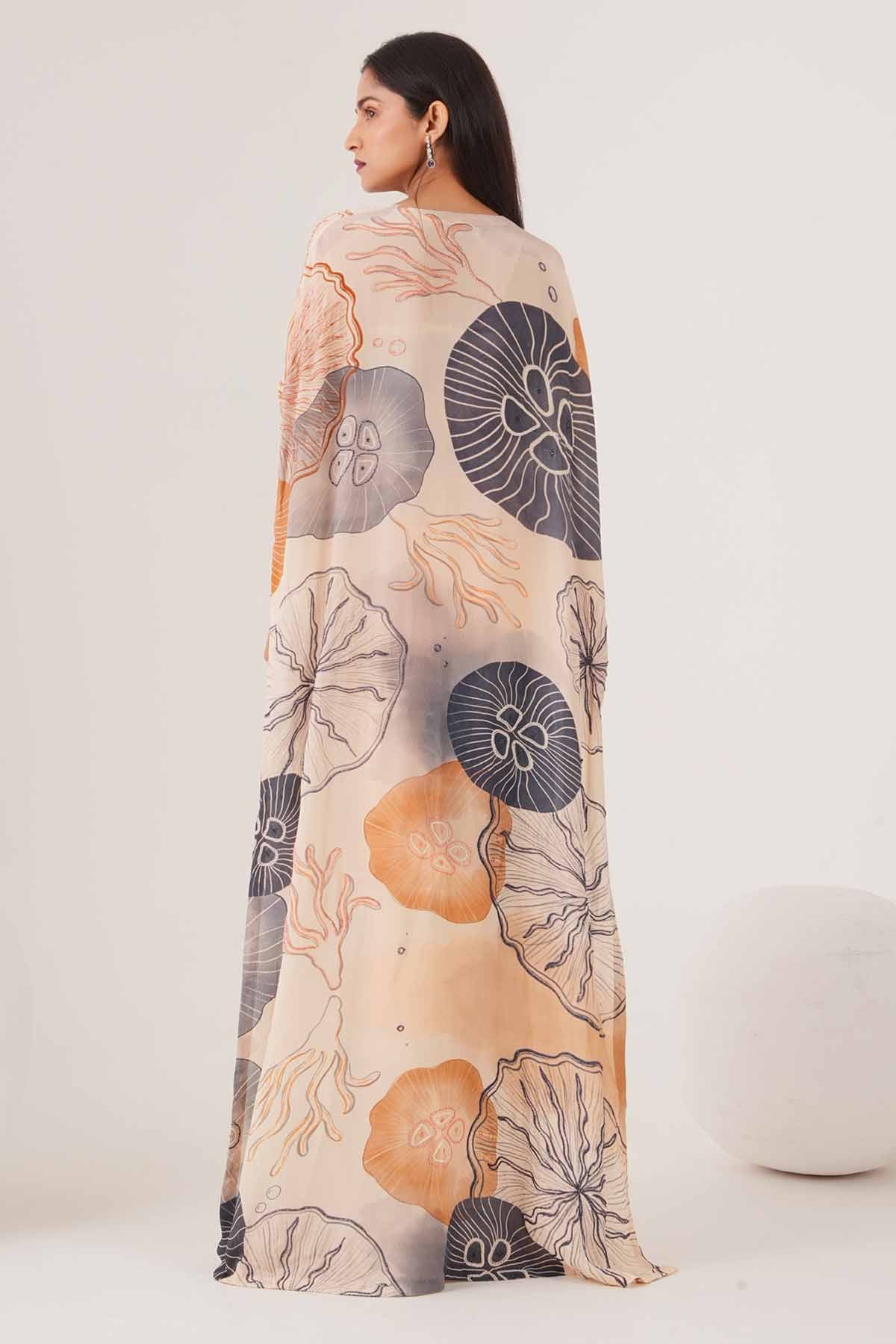 Peach Embellished Skirt Set