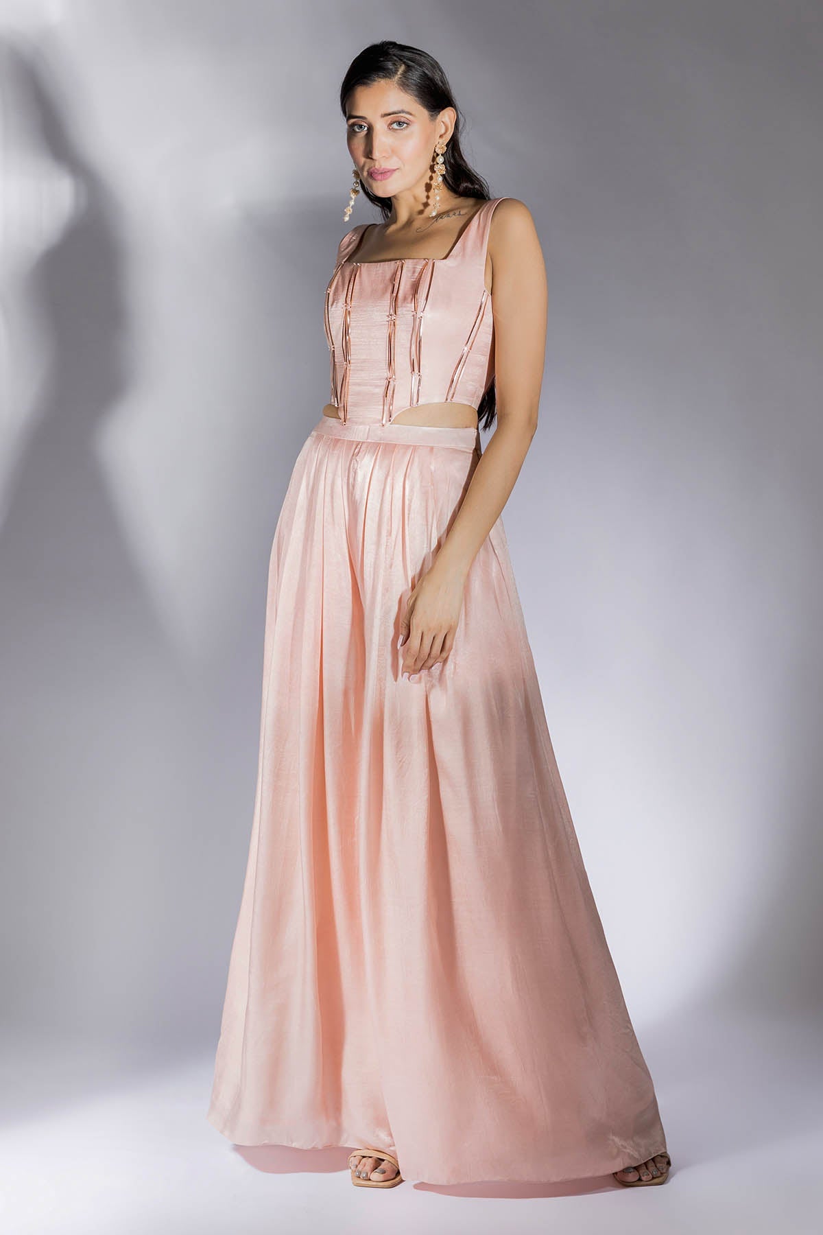 Buy Peach Embroidered Corset & Pants by Masumi Mewawalla for women online at ScrollnShops