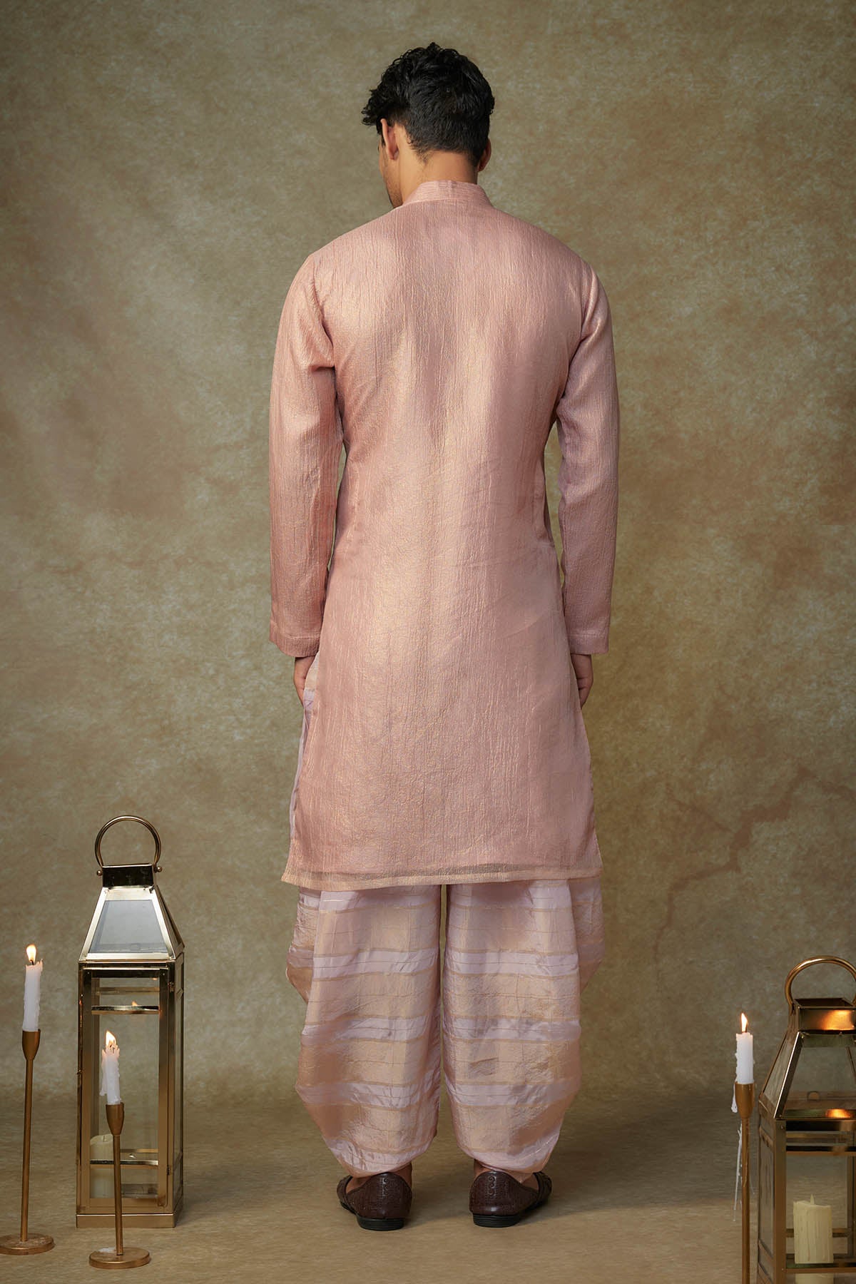Peach Embroidered Kurta & Dhoti