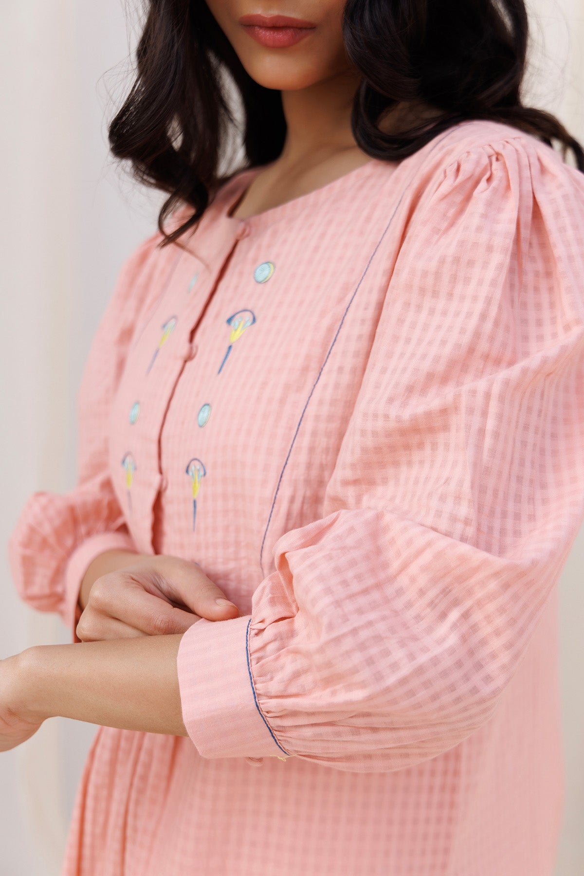 Peach Embroidered Kurta & Pants