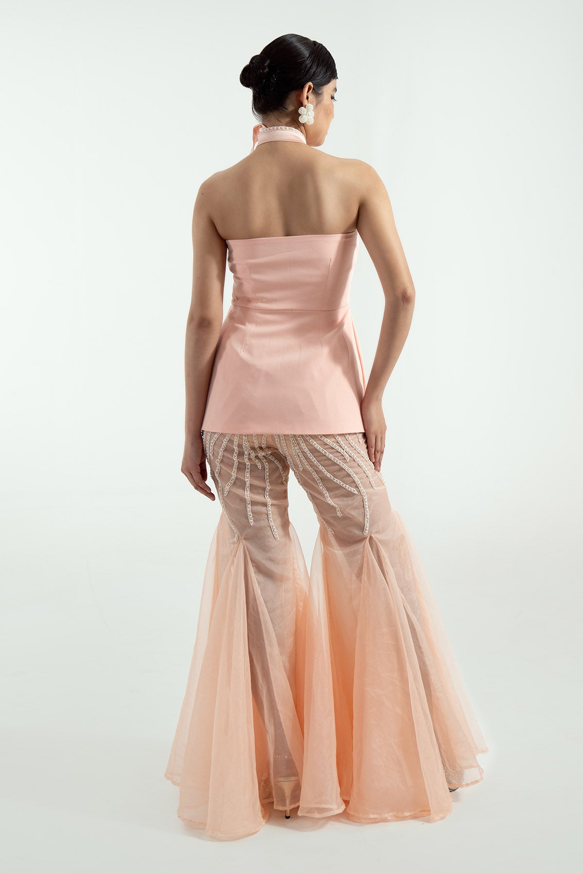 Peach Embroidered Palazzo & Top