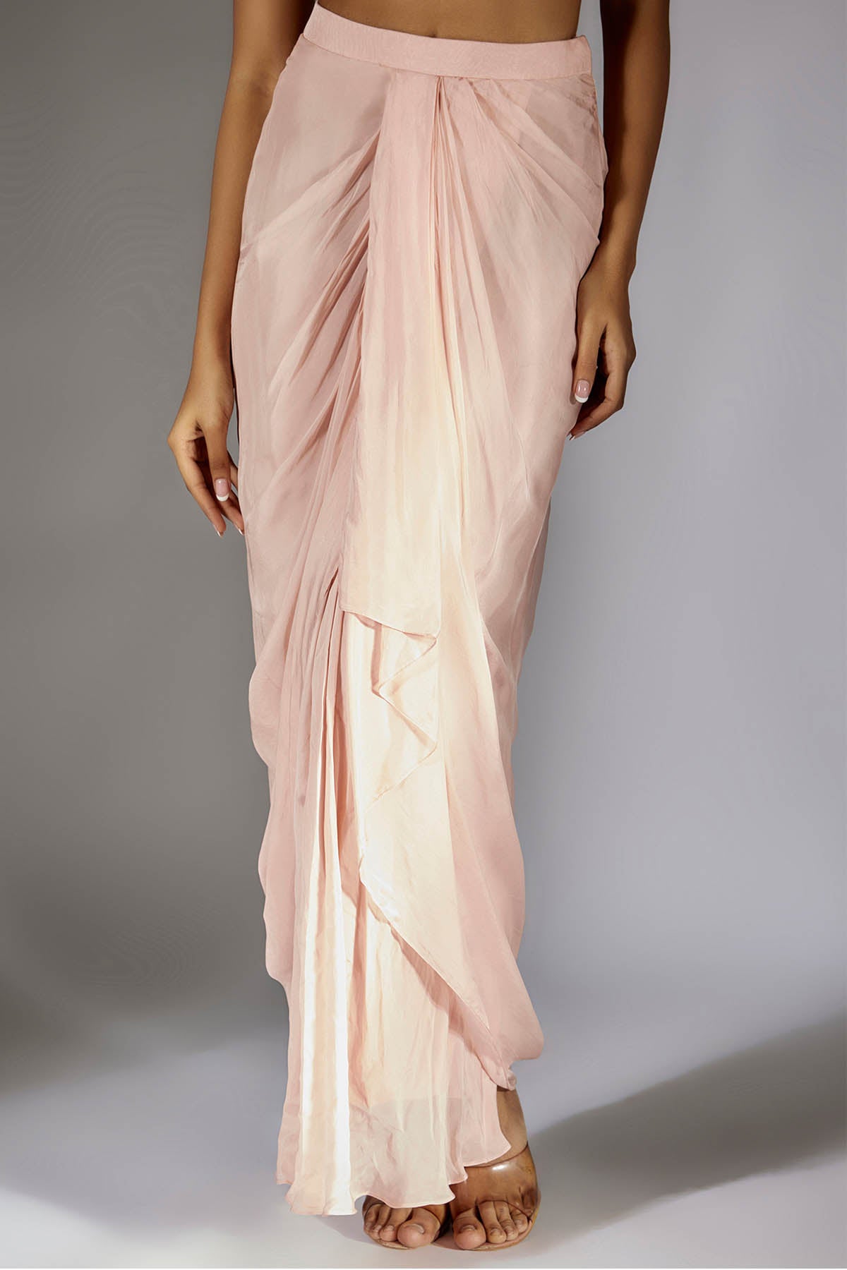 Peach Embroidered Skirt Set