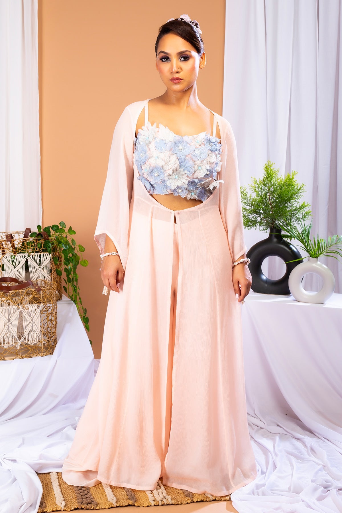 Buy Peach Floral Indo-Western Set by Payal Dawar for women online at ScrollnShops