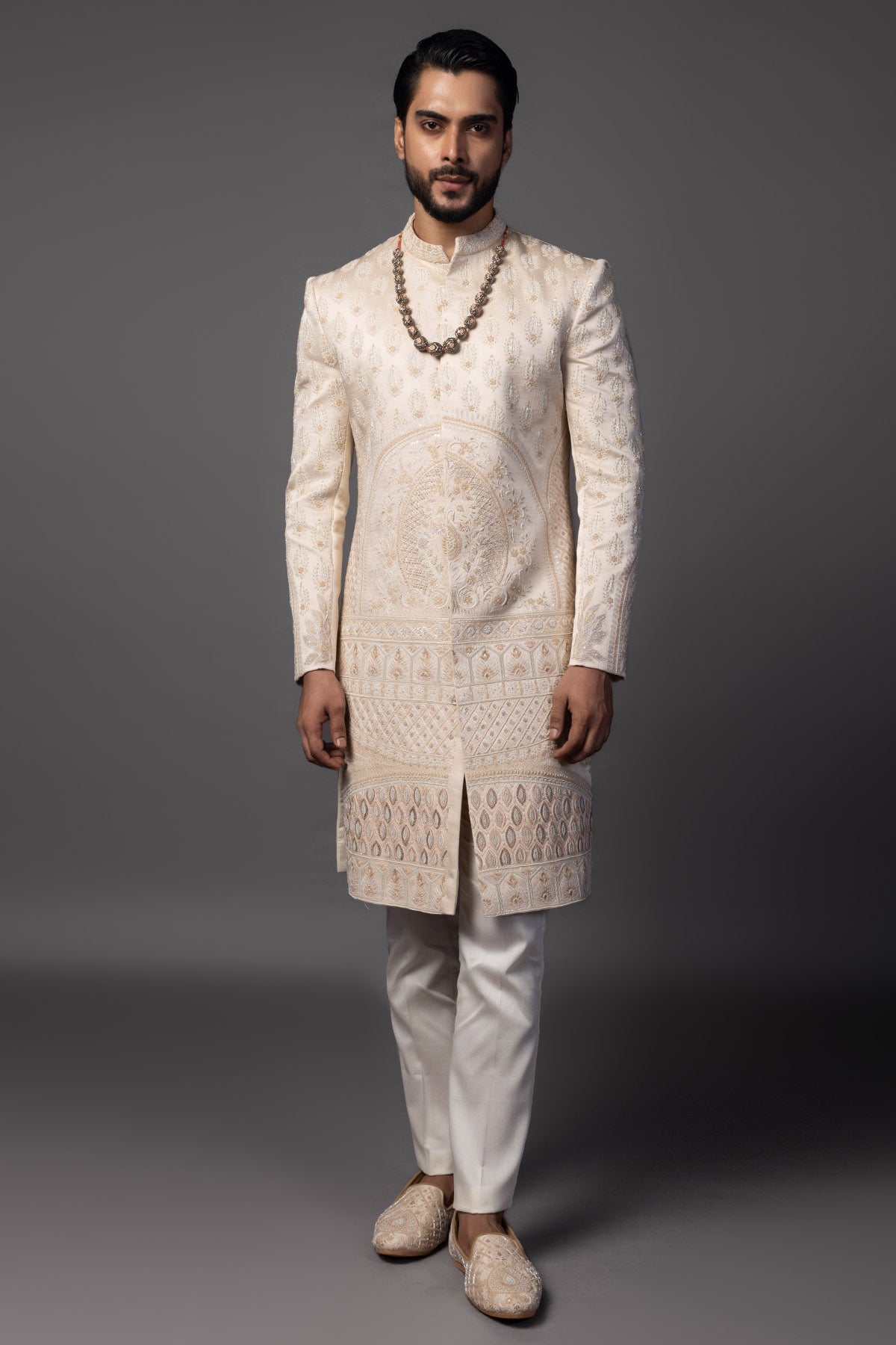 Buy Peach Frenchknot Sherwani Set for men by Paarsh Atelier online available at scrollnshops