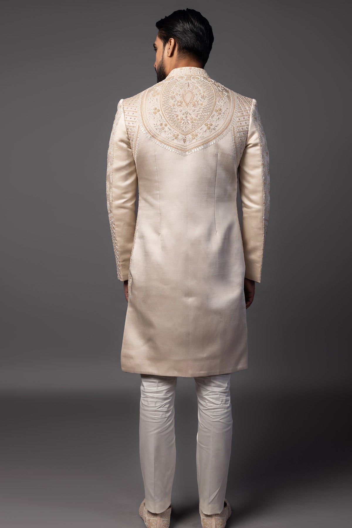 Peach Frenchknot Sherwani Set