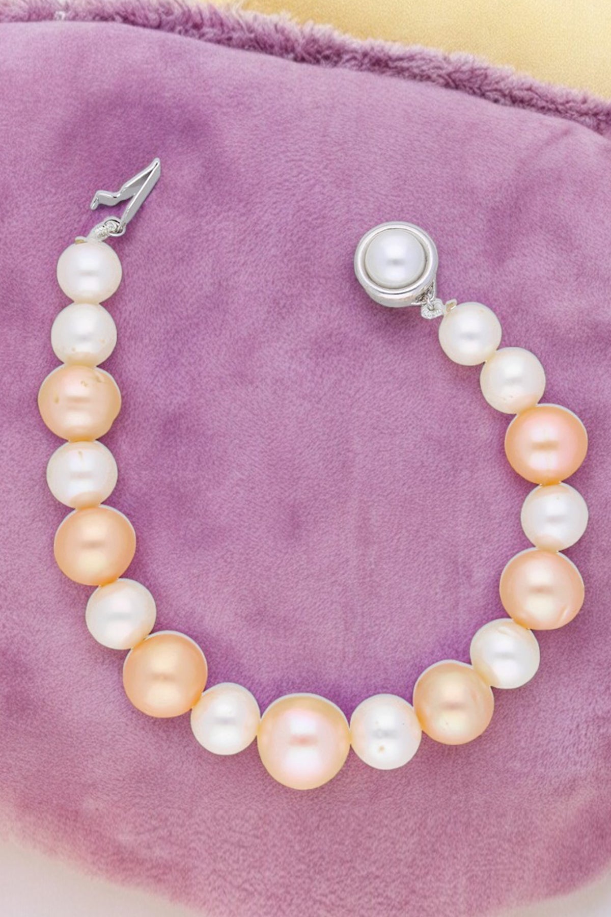 Buy Peach Freshwater Pearl Bracelet for women by J Pearls online available at scrollnshops