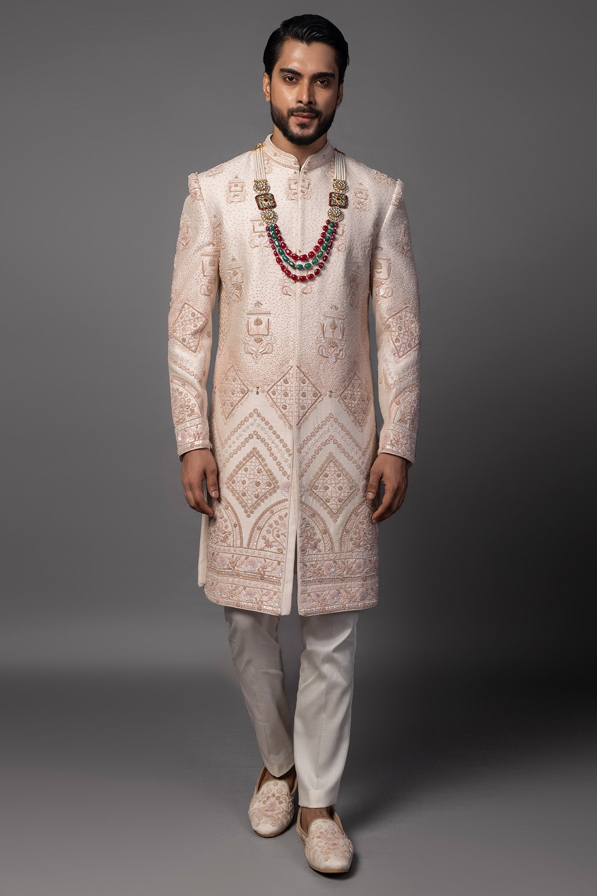 Buy Peach Frnechknot Sherwani Set for men by Paarsh Atelier online available at scrollnshops