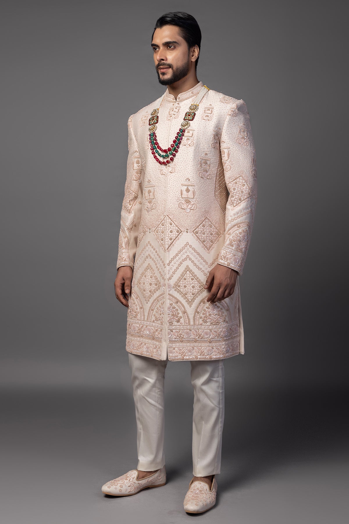Peach Frnechknot Sherwani Set