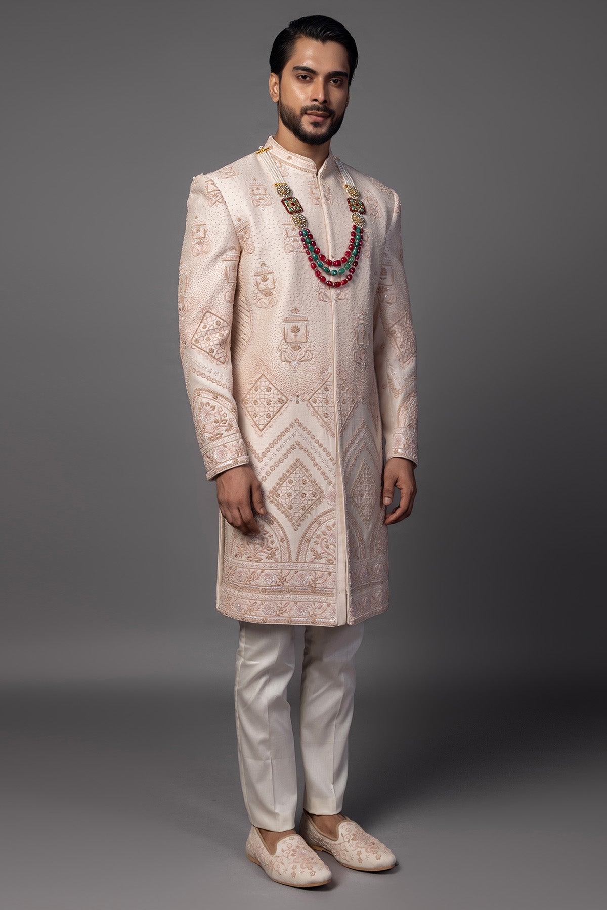 Peach Frnechknot Sherwani Set