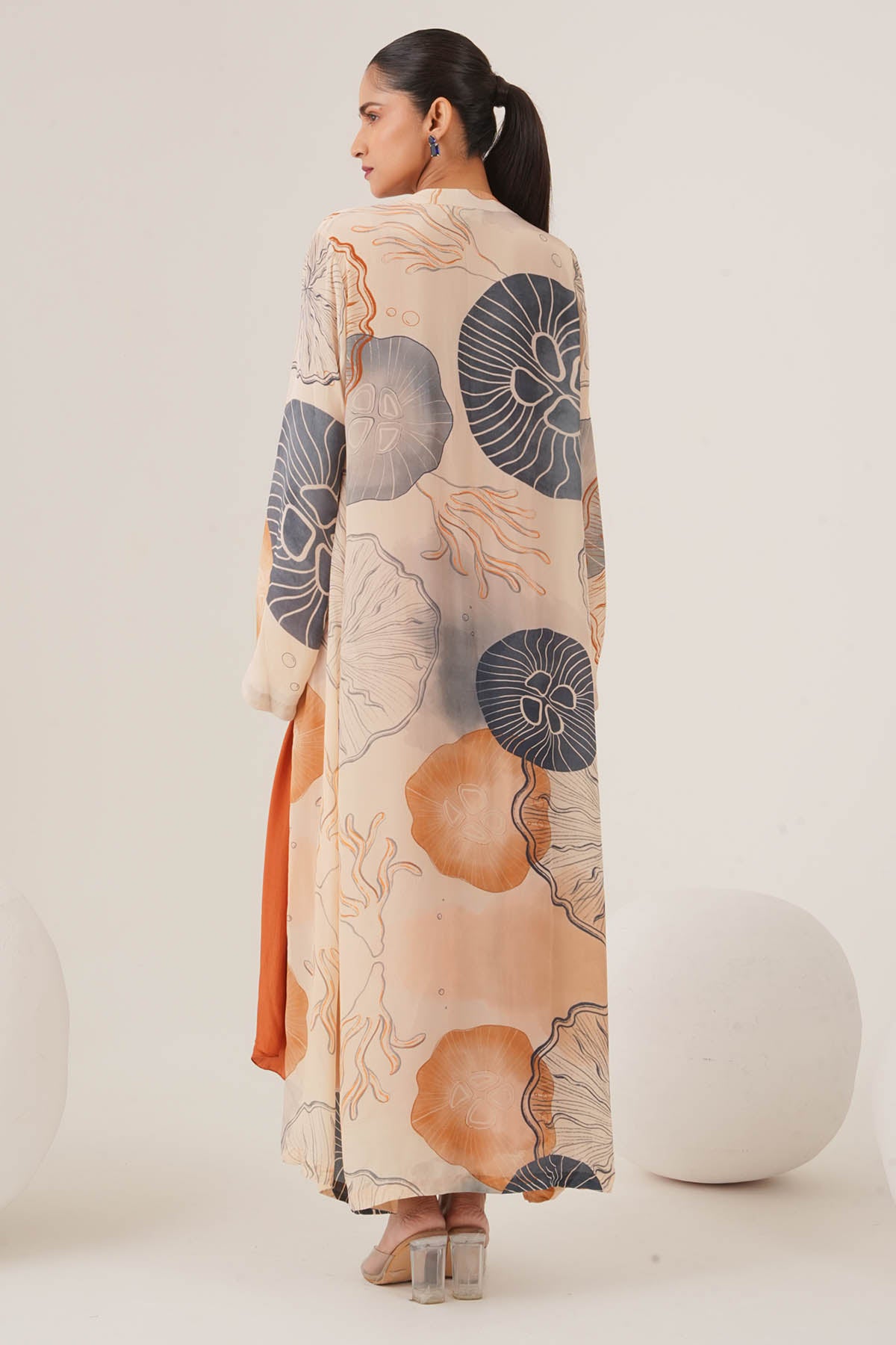 Peach Gathered Dress & Jacket