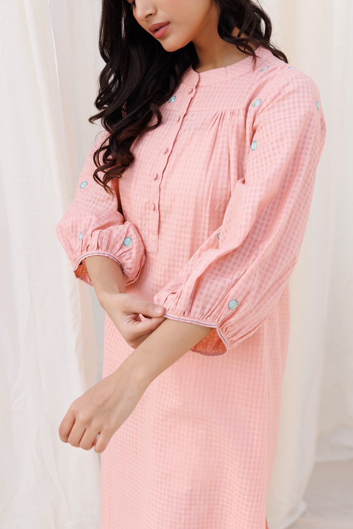 Peach Gathered Kurta & Pants