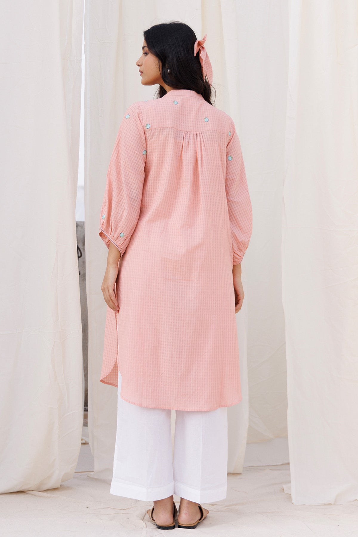 Peach Gathered Kurta & Pants