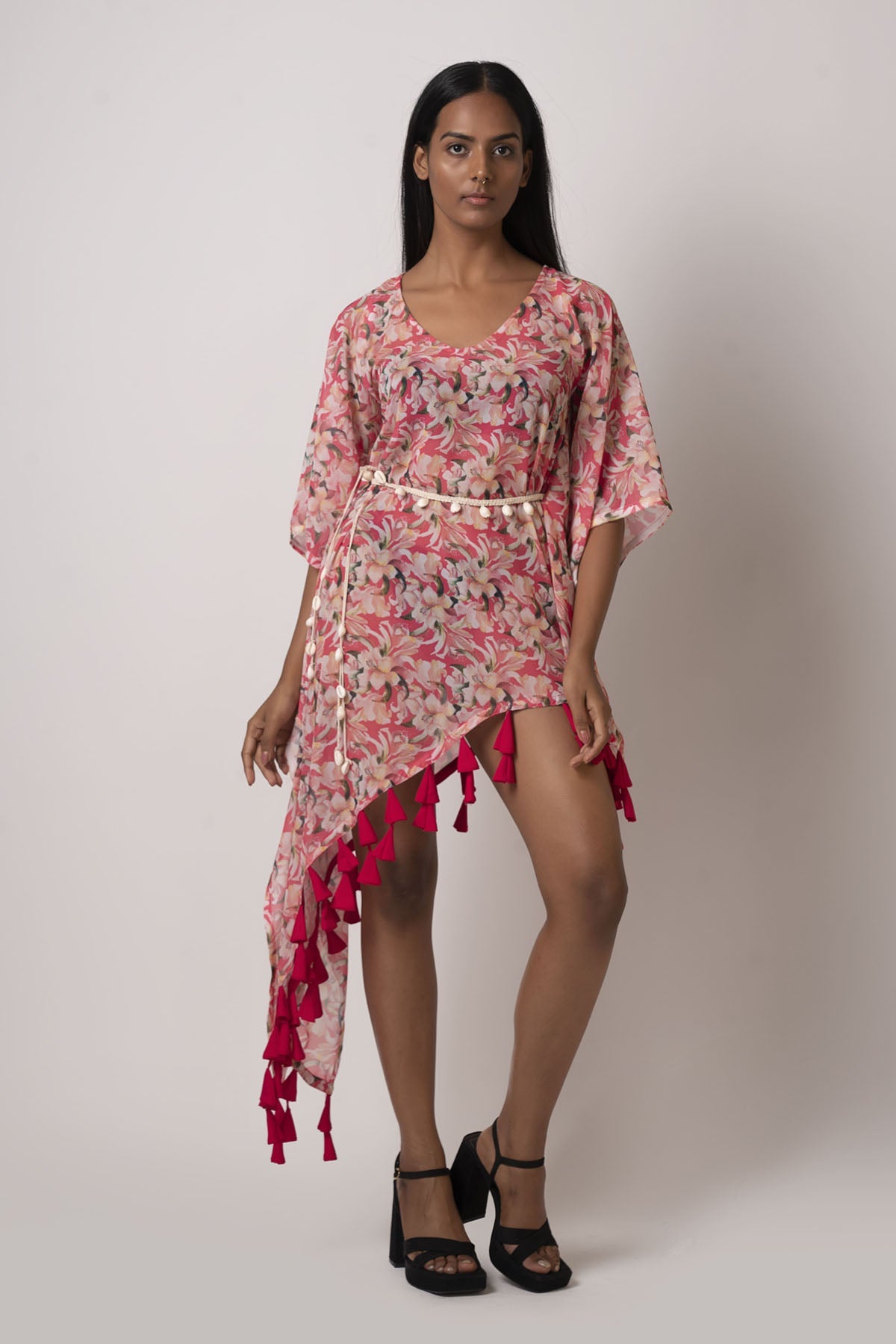 Buy Designer Peach Georgette Floral Dress for Women Online