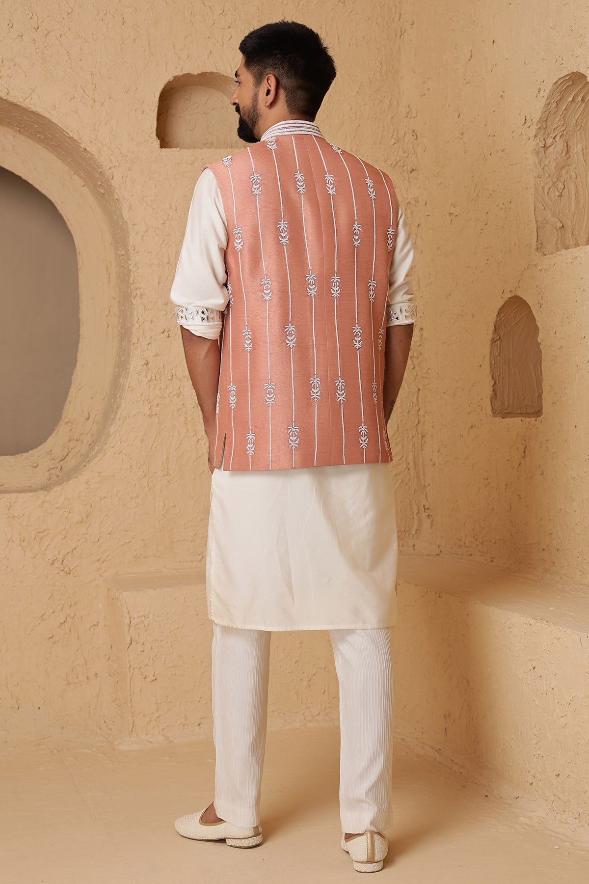 Peach Glass Beads Kurta & Pants