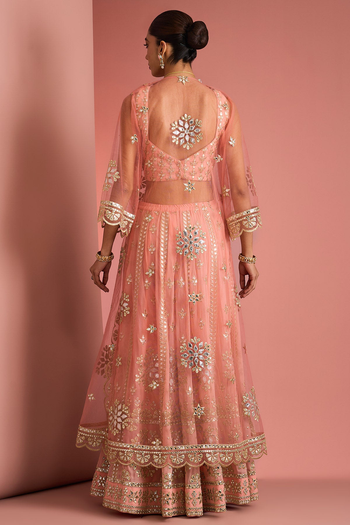 Peach Gota Applique Lehenga Set