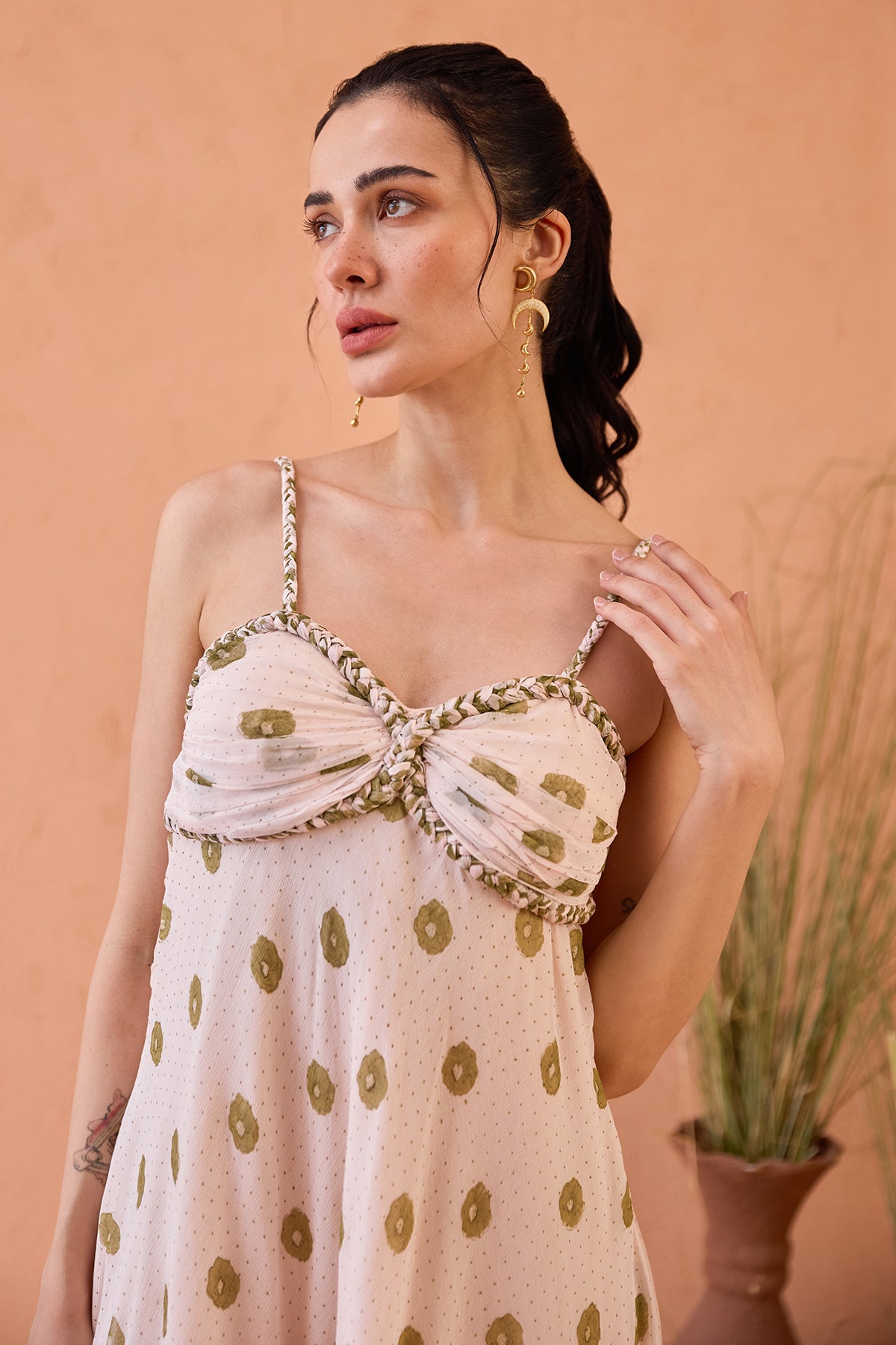 Peach Hand Block Printed Dress