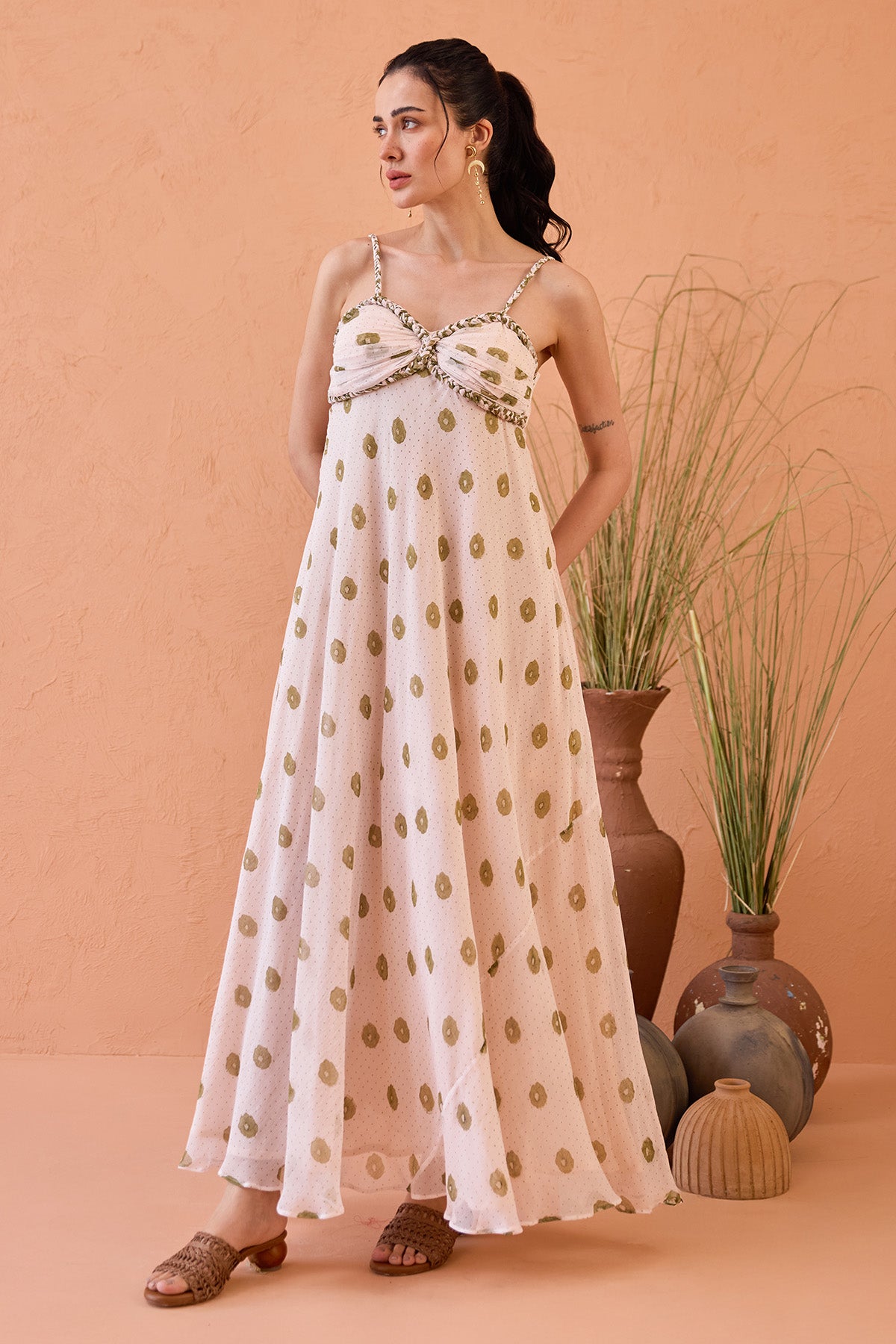 Peach Hand Block Printed Dress