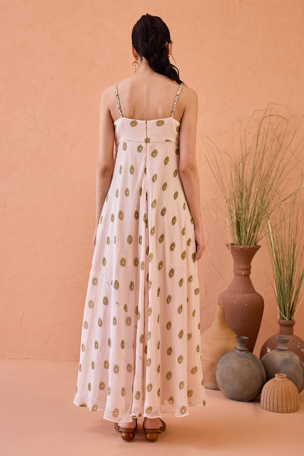 Peach Hand Block Printed Dress