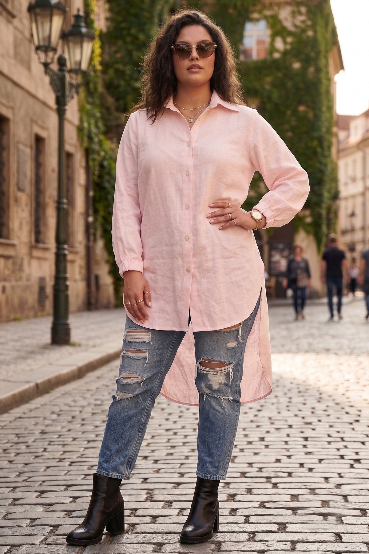 Buy Peach High Low Pattern Shirt for women by Sneha B online available at scrollnshops