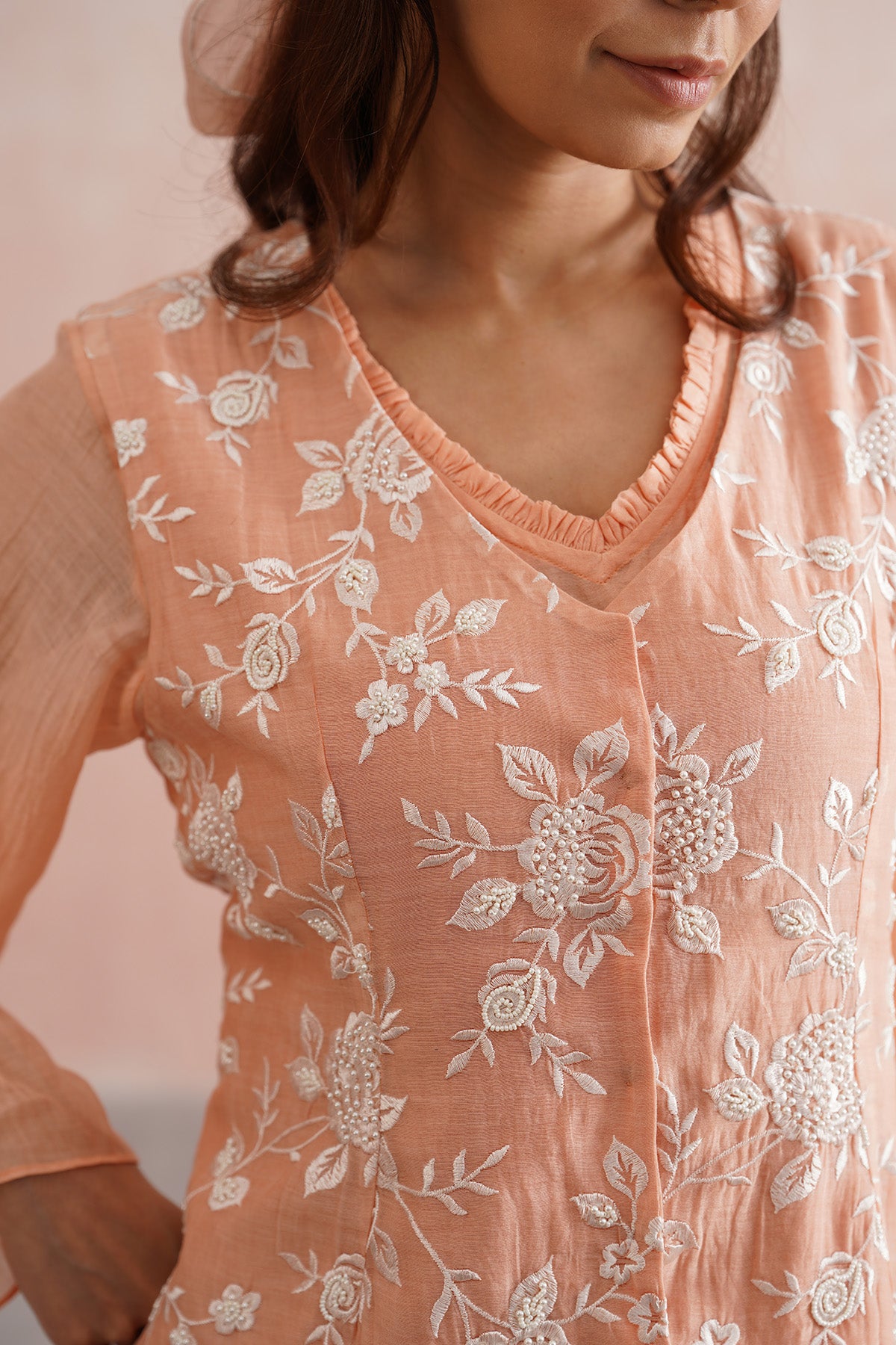 Peach Midi Dress & Waistcoat