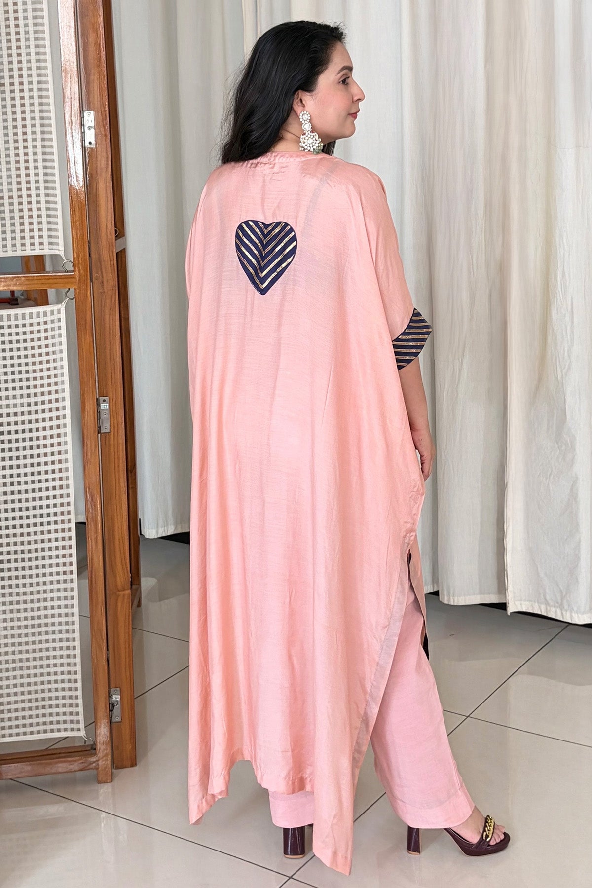 Peach Modal Silk Kurta & Pants