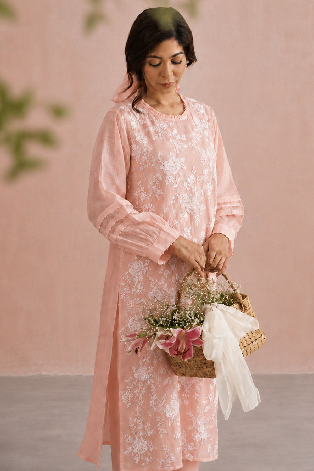Peach Mul Chanderi Kurta & Pant