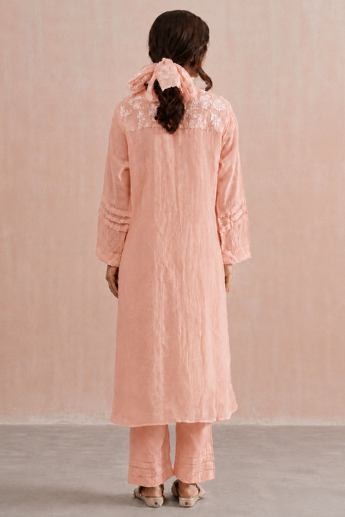 Peach Mul Chanderi Kurta & Pant