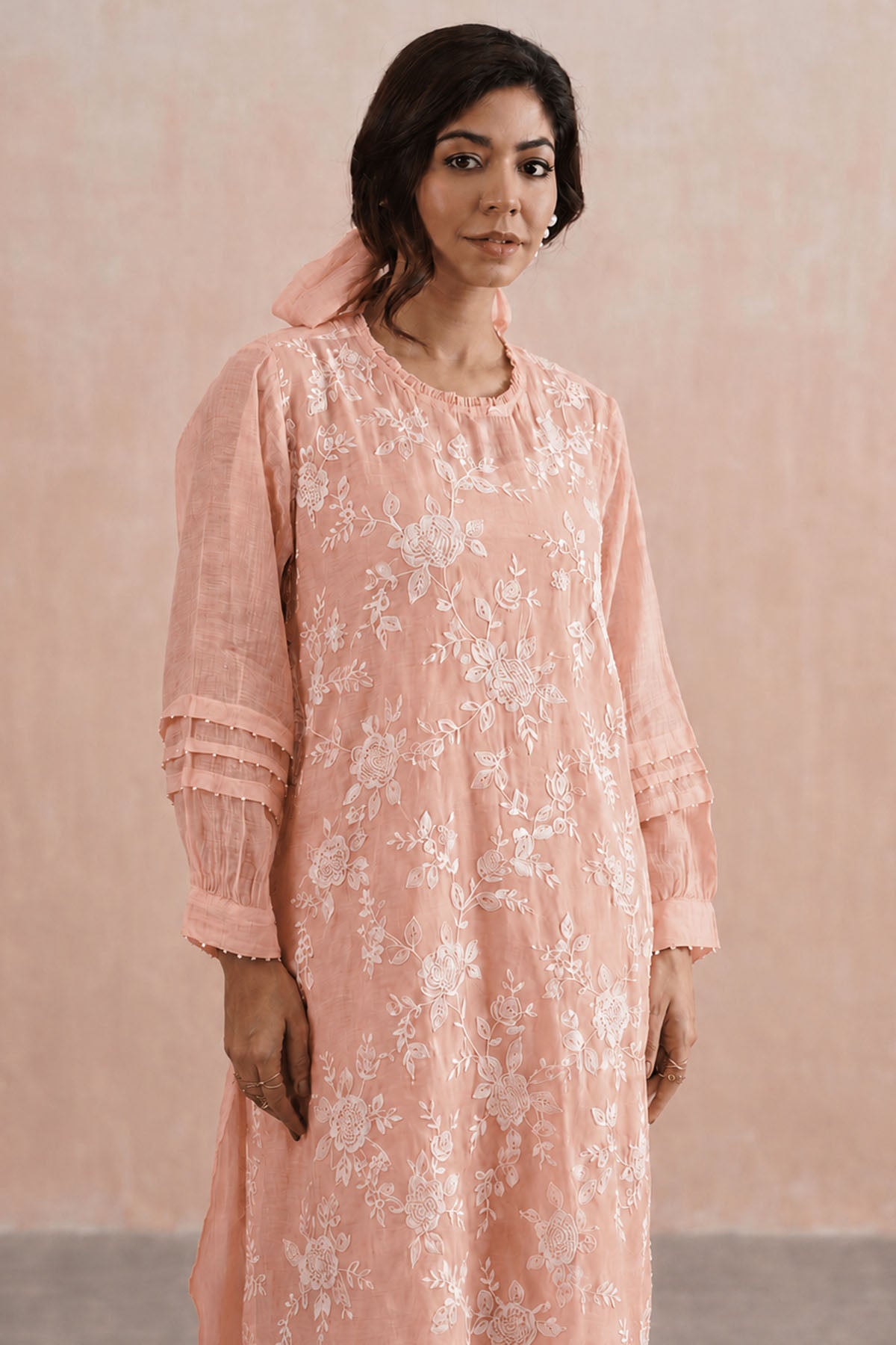 Peach Mul Chanderi Kurta & Pant