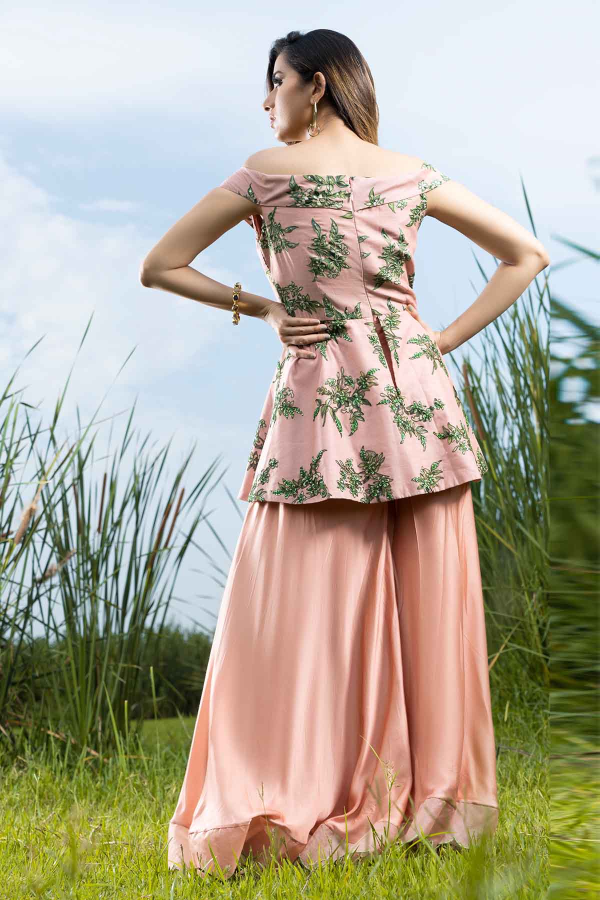 Peach Off-Shoulder Jumpsuit