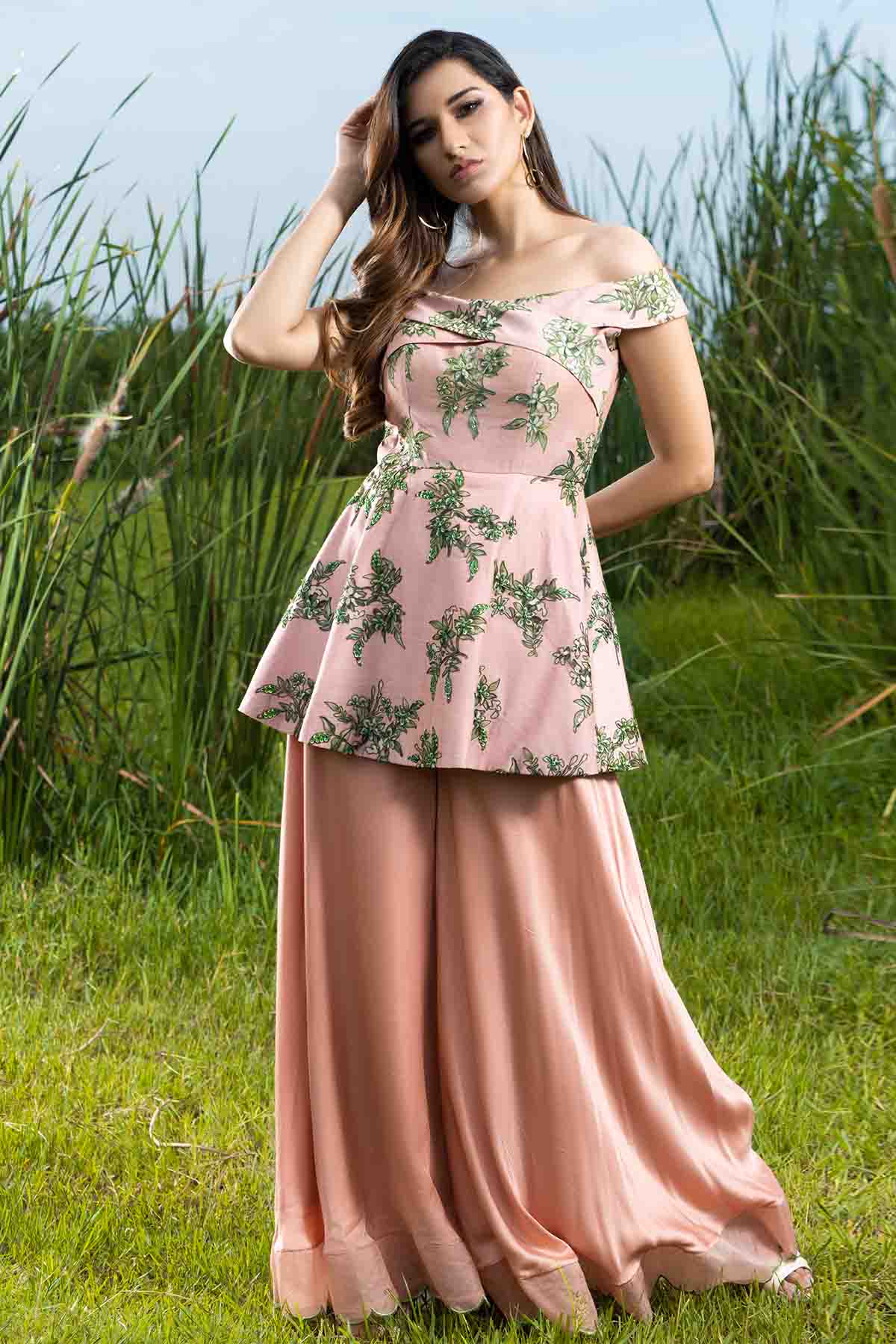 Peach Off-Shoulder Jumpsuit