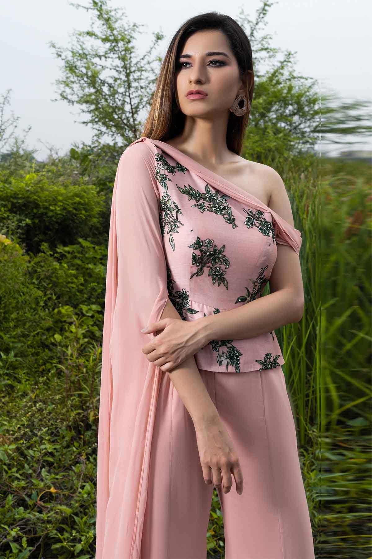 Peach One Shoulder Jumpsuit