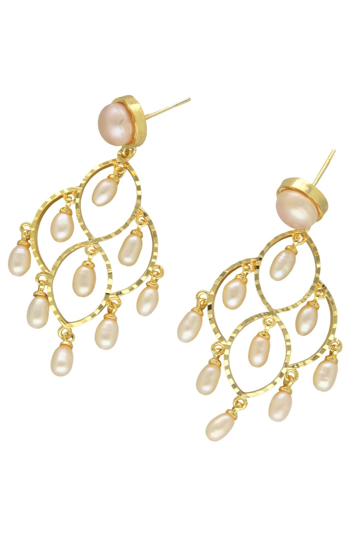 Peach Pearl Oval Shaped Earring