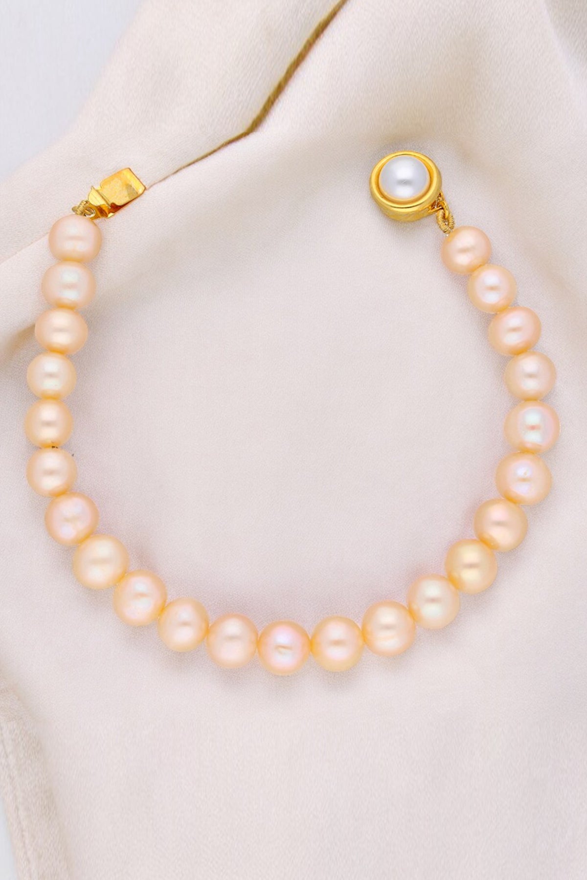 Buy Peach Potato Shaped Bracelet for women by J Pearls online available at scrollnshops