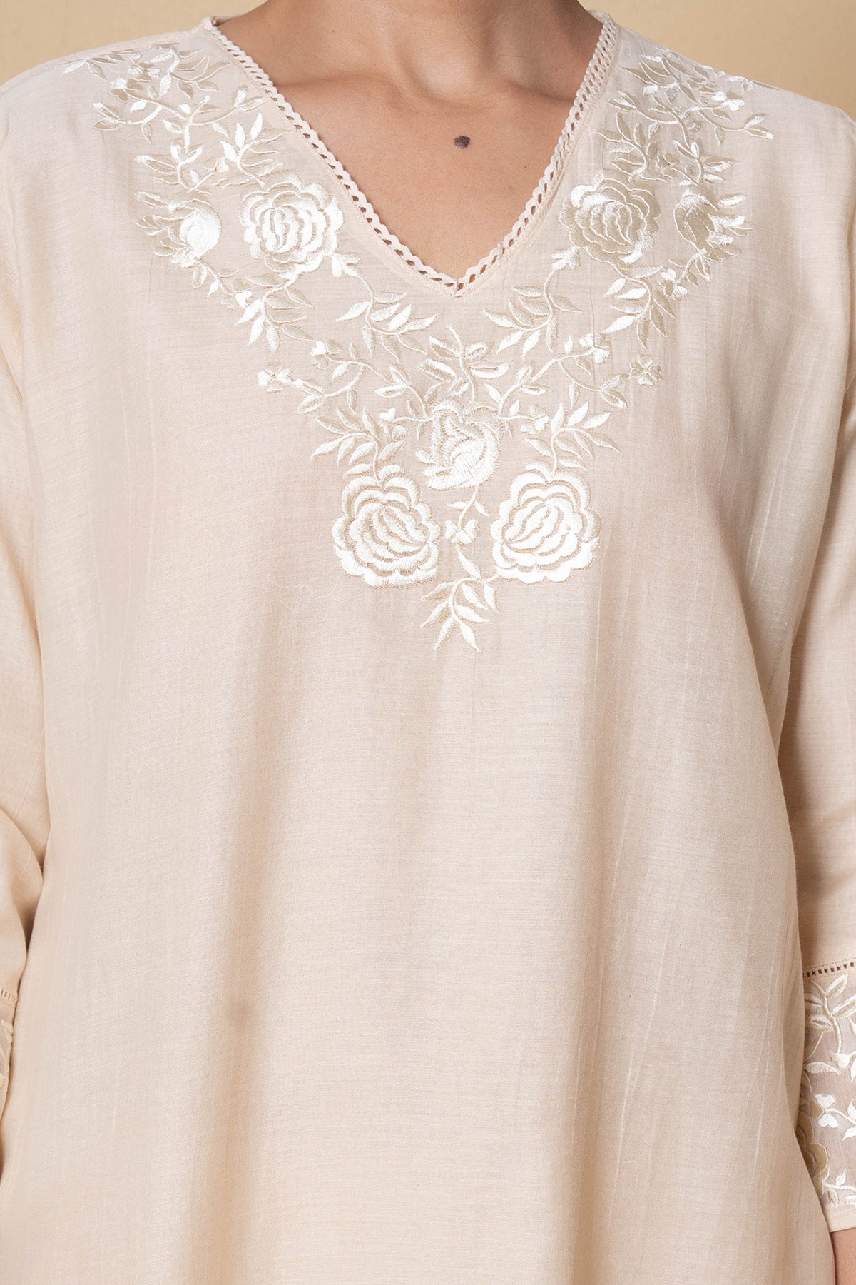 Peach Rose Floral Kurta Set