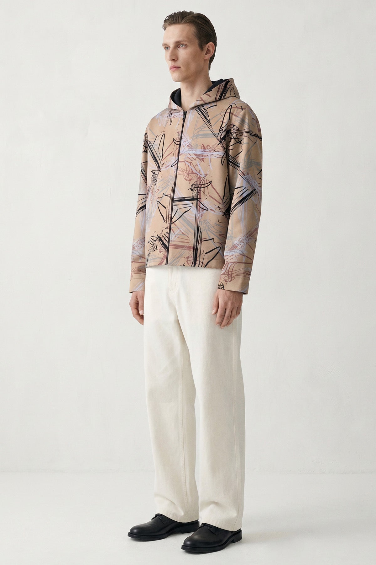 Peach Sleek Satin Hooded Jacket