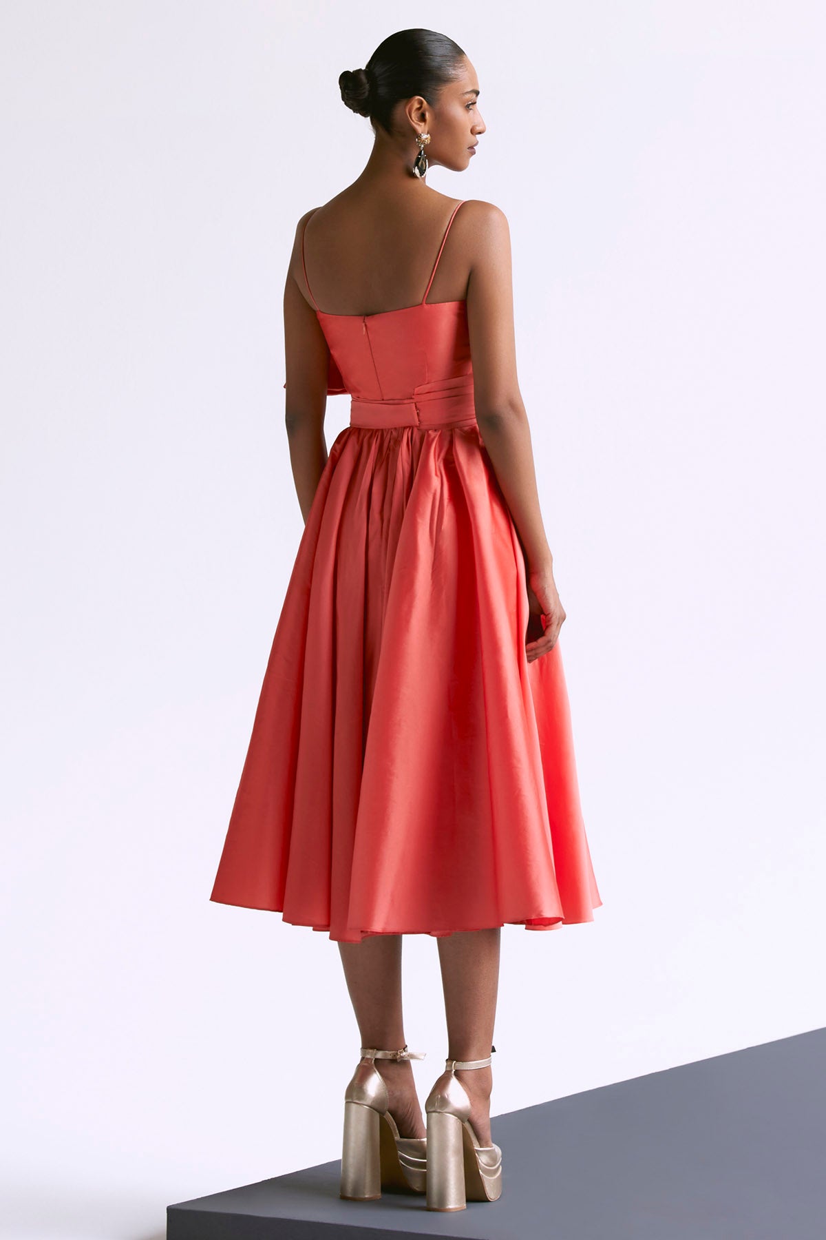 Peach Sleeveless Midi Dress