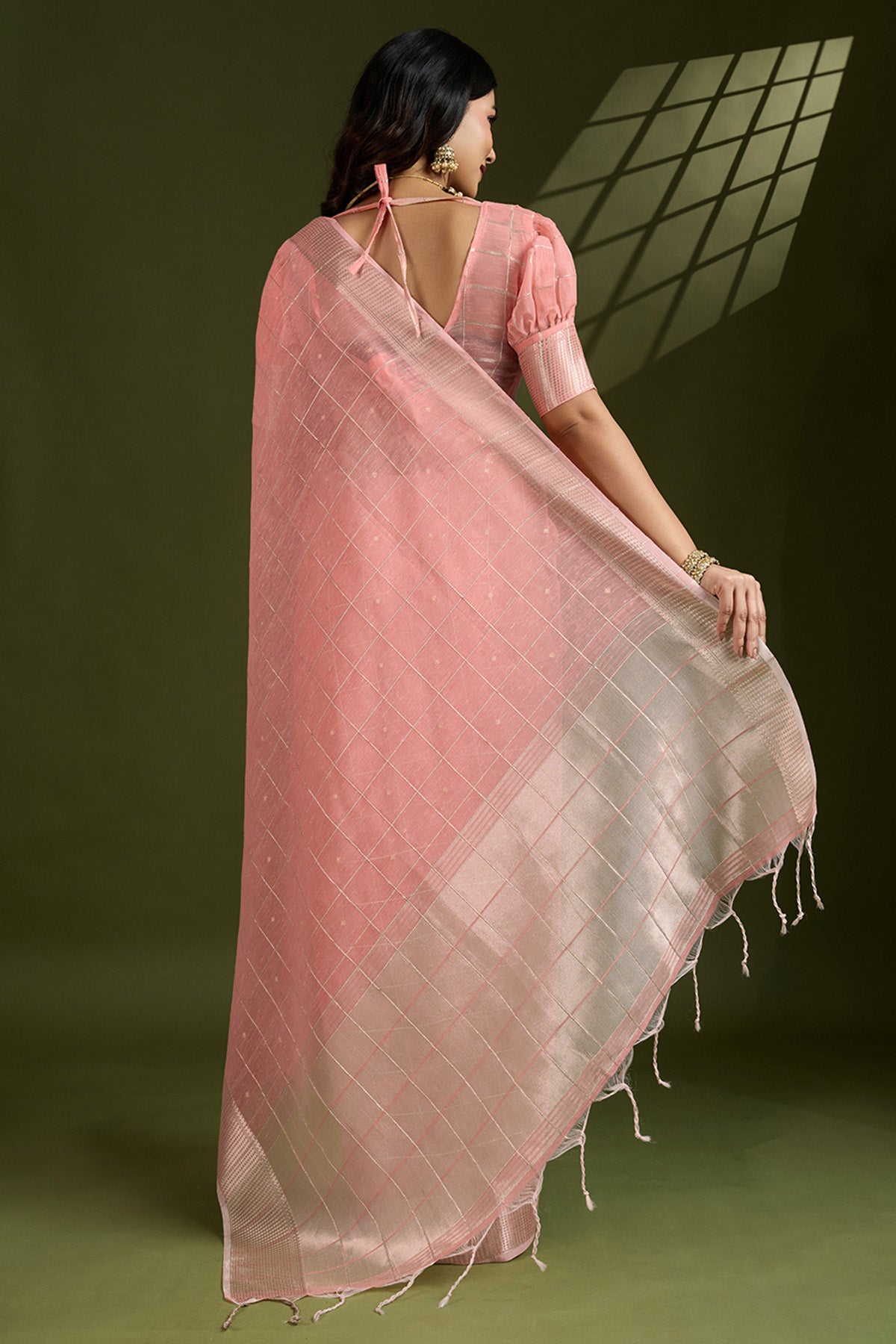 Peach Soft Silk Saree & Blouse