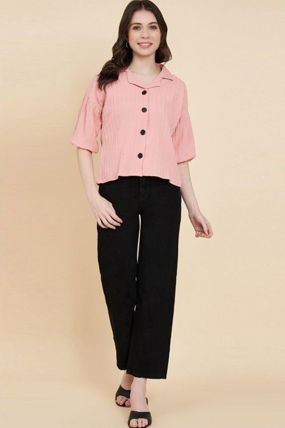 Peach Sugarcane Casual Shirt