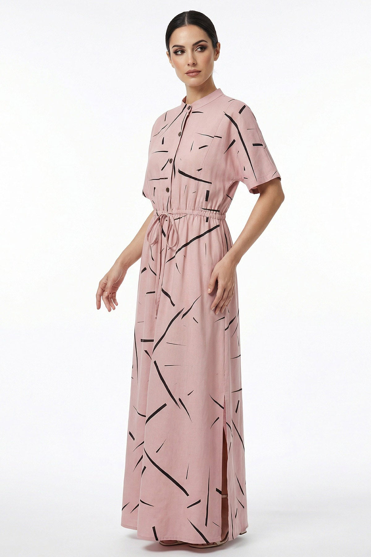 Peach Viscose Blend Maxi Dress