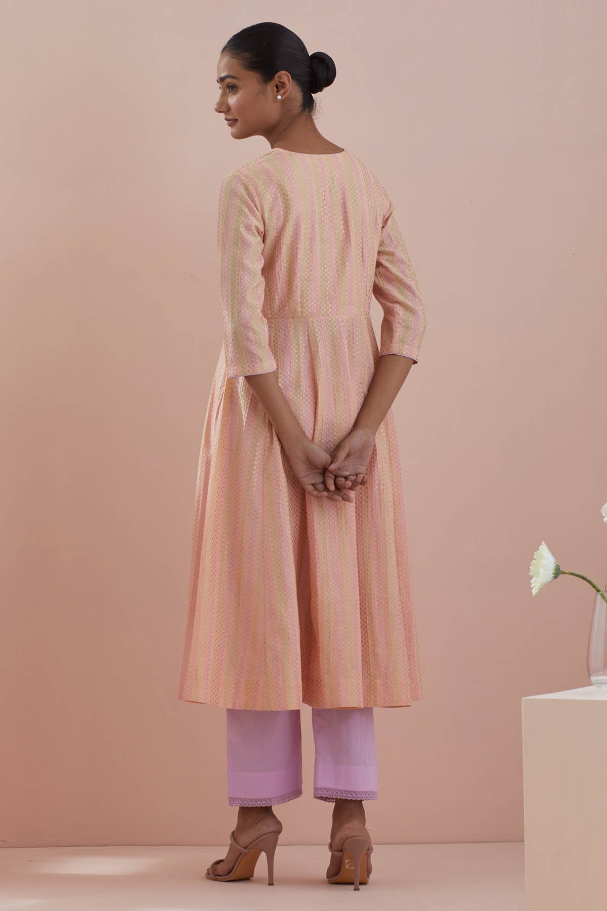 Peach Waves Anarkali & Pants